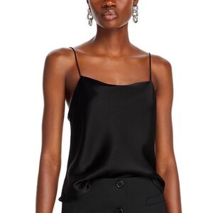 Alice + Olivia Harmon Black Satin Spaghetti-Strap Cami